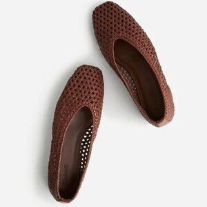 Madewell Mylie Ballet Flat in Handwoven Leather Cherry Wood